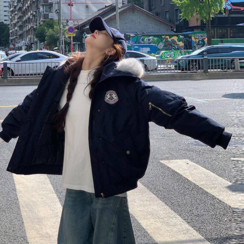 Hooded Parka Coat Men Oversized Raccoon Fur Collar Thick Warm Winter Cargo Jacket Trendy Streetwear