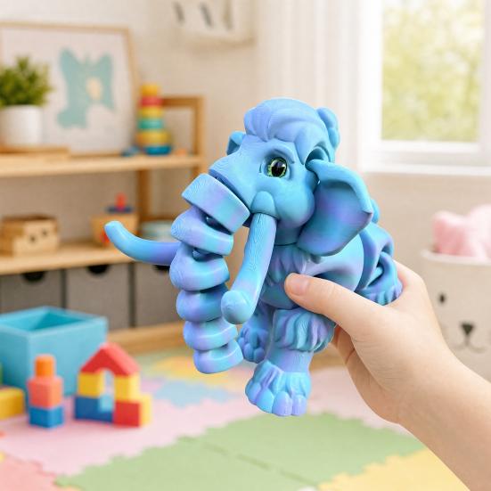 3D-gedruckte Mammutfigur, Elefanten-Ornament mit beweglichen Gelenken, Tier-Fidget-Spielzeug zur Stressbewältigung für Kinder, Dekoration für Zuhause und Büro