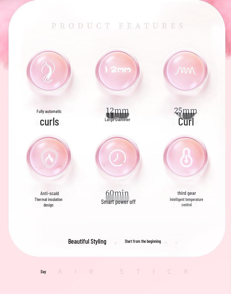 Automatic Negative Ion Curling Iron - 25MM Electric Curler for Home Use