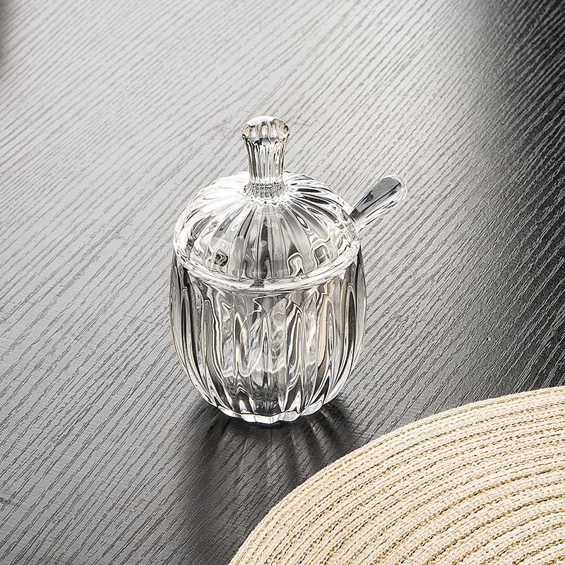Kitchen Seasoning Jar with Lid Moisture-proof and Ash-proof Crystal Glass Storage Jar Storage Box Salt Jar Seasoning Box