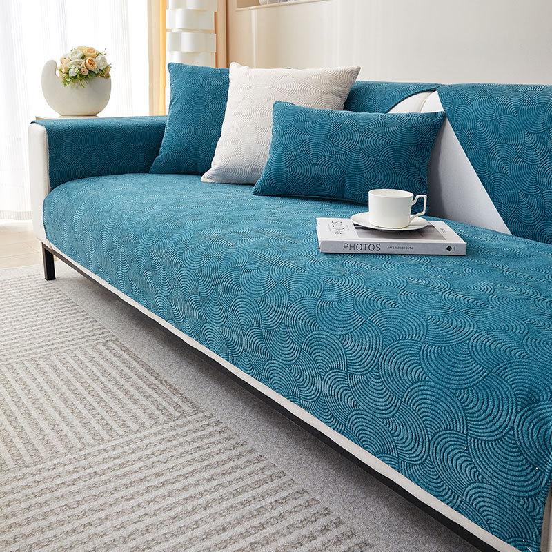 New Chenille Stripe Sofa Cushion Four Seasons Universal Sofa Protective Cover Towel Anti-slip Cushion for Living Room Decoration