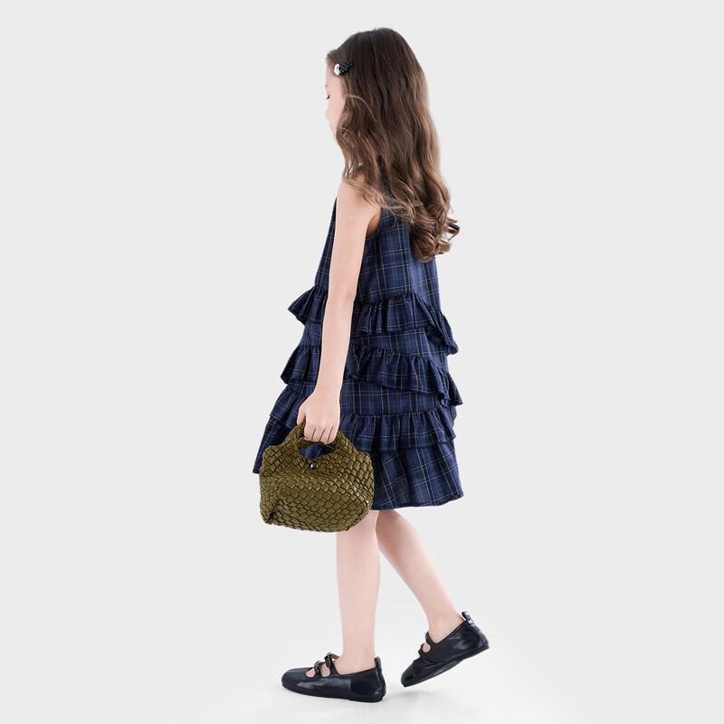 Girl's Plaid Ruffle Sleeveless Dress