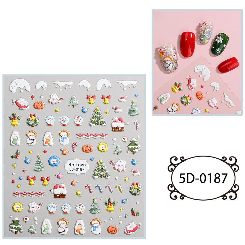 

Наклейки для ногтей в китайском стиле, новогодние, тисненые, 5D, трехмерные, мультяшные, милые, аксессуары для ногтей 85*100mm