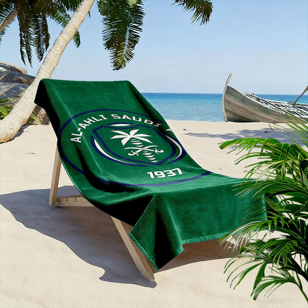 Al-Ahli Saudi FC Logo Towel Beach Towel Quick-drying for Travel Outdoor Sports Jogging Beach and Swimming