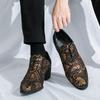 Fashion High End Brand Men's Business Dress Shoes Luxurious High Heels Versatile Banquet Shoes Men’s Split Leather Shoes Trendy Prints