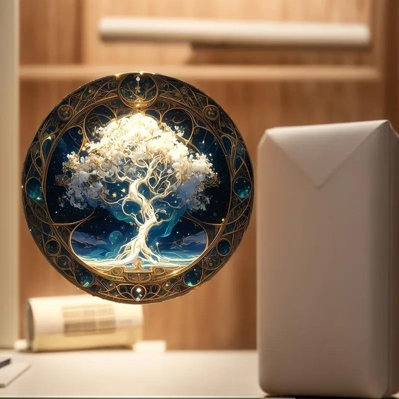 Tree of Life Mandala Old Style Round Logo, Art Deco Style Wall Decoration Front Door, Porch, Living Room, Bedroom