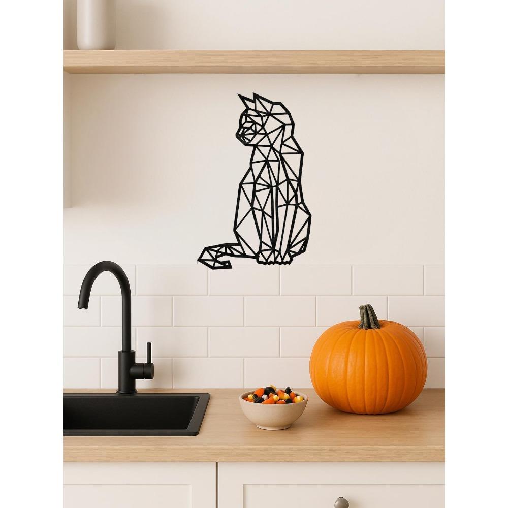 Handmade Cat Wall Decor Set, Boho Metal Art Gift, Rustproof Home Ornament