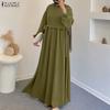 Lässiges muslimisches Damenkleid mit Rundhalsausschnitt, langen Ärmeln und lockerem Schnitt
