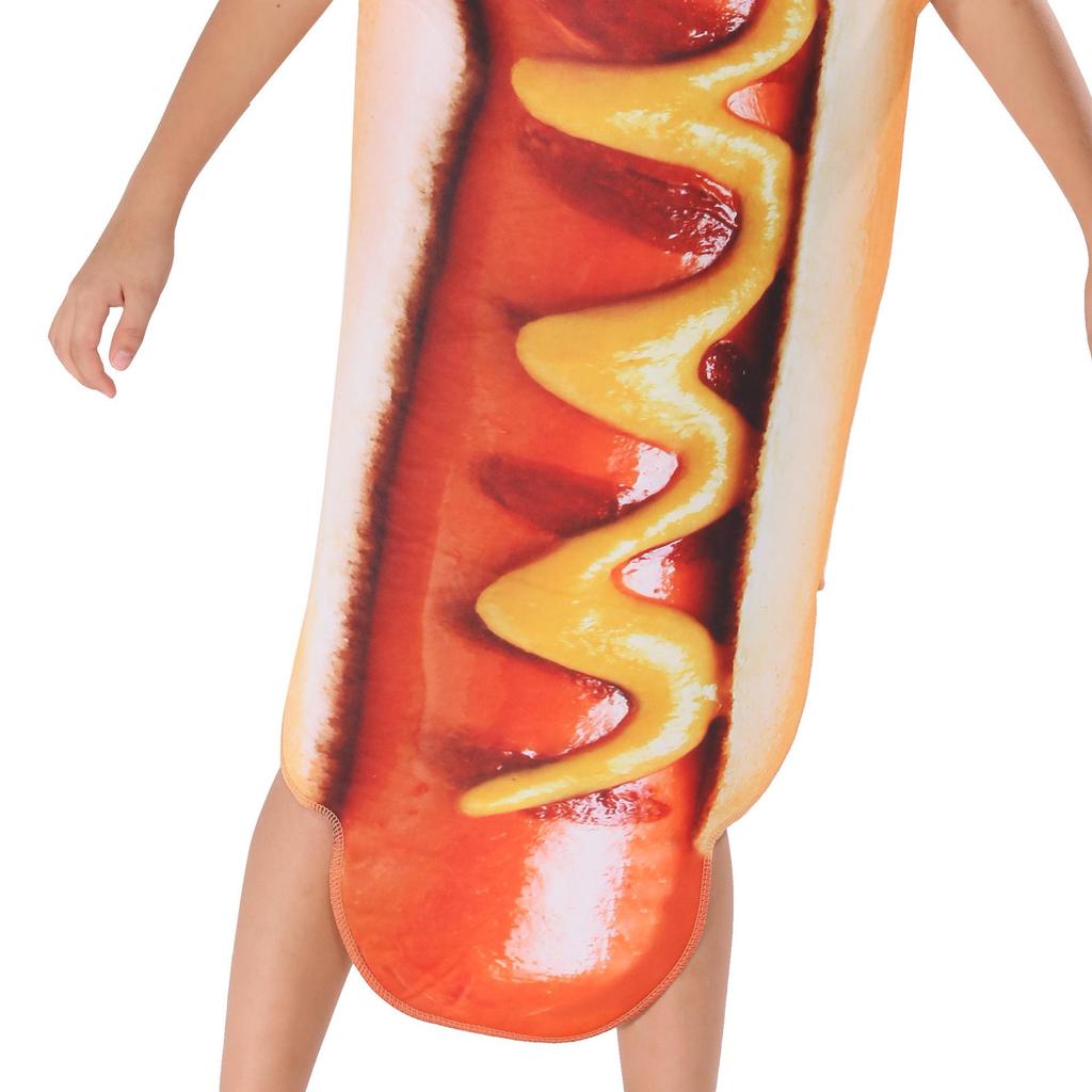 3D Color Printed Hot Dog Costume Jumpsuit for Kids' Role-Playing