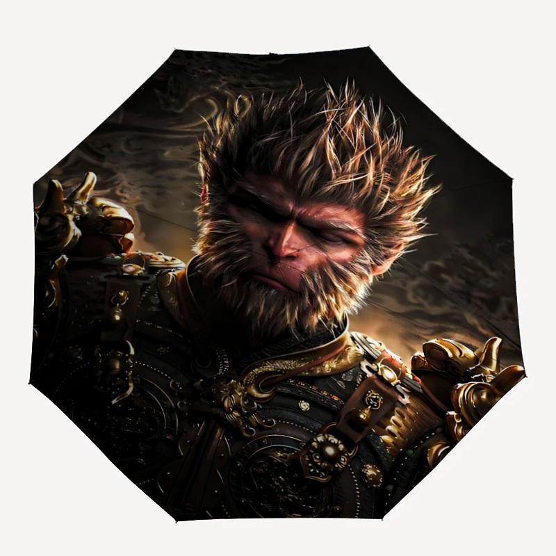

1PC Black Myth: Wukong Automatic Umbrella 8 Rib Portable Folding Black Iron Frame for Outdoor, Beach, Travel 0905222