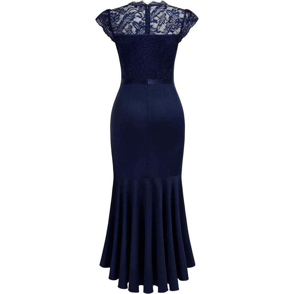 Moda Kadın Balık Kuyruğu Dantel Abiye Nedime Kalça Etek Elbise