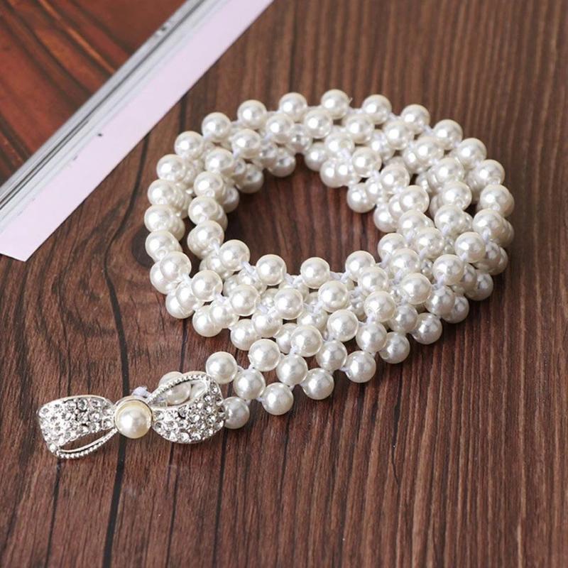 Waistband With Pearl Elegant Simple Waist Chain Ladies' Elastic Thin Pearl Waist Belt