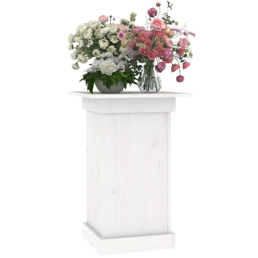 White Flower Stand 40 x 40 x 60 cm Solid Pine Wood