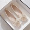 Fashion Elegant Party Shoes for Women With Bow Slip-on Shallow Breathable 2025 Trend High Quality Fashion Young Social Chic Woman Flats