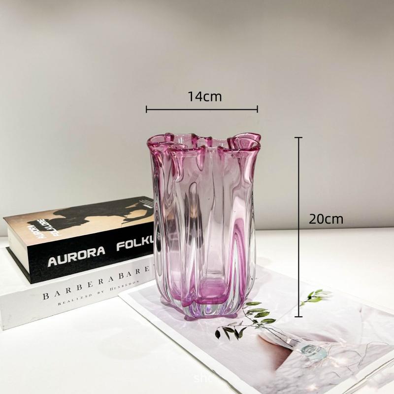 Розовая Стеклянная Ваза Лепесток Складной Прозрачная Цветочная Ваза Гидропоника Террариум Аксессуары для Цветочной Композиции Домашний Декор