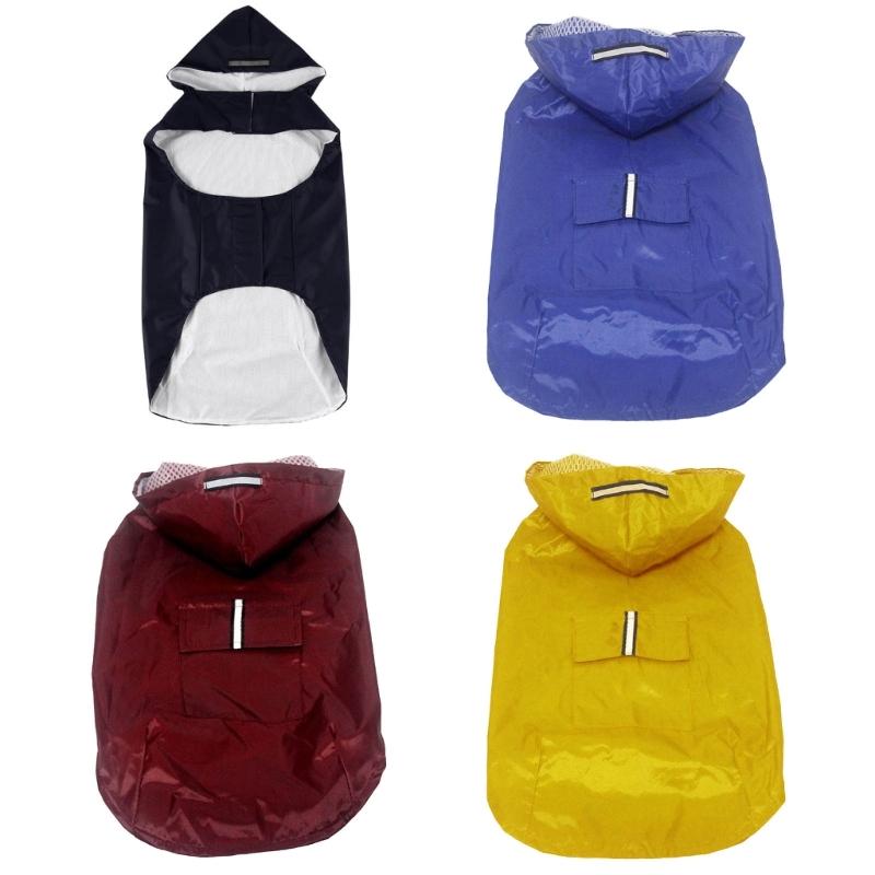 Dog Raincoat Lightweight Waterproof Large Pet Dog Rain Jackets with Hood Reflective Strip Safety for Dog