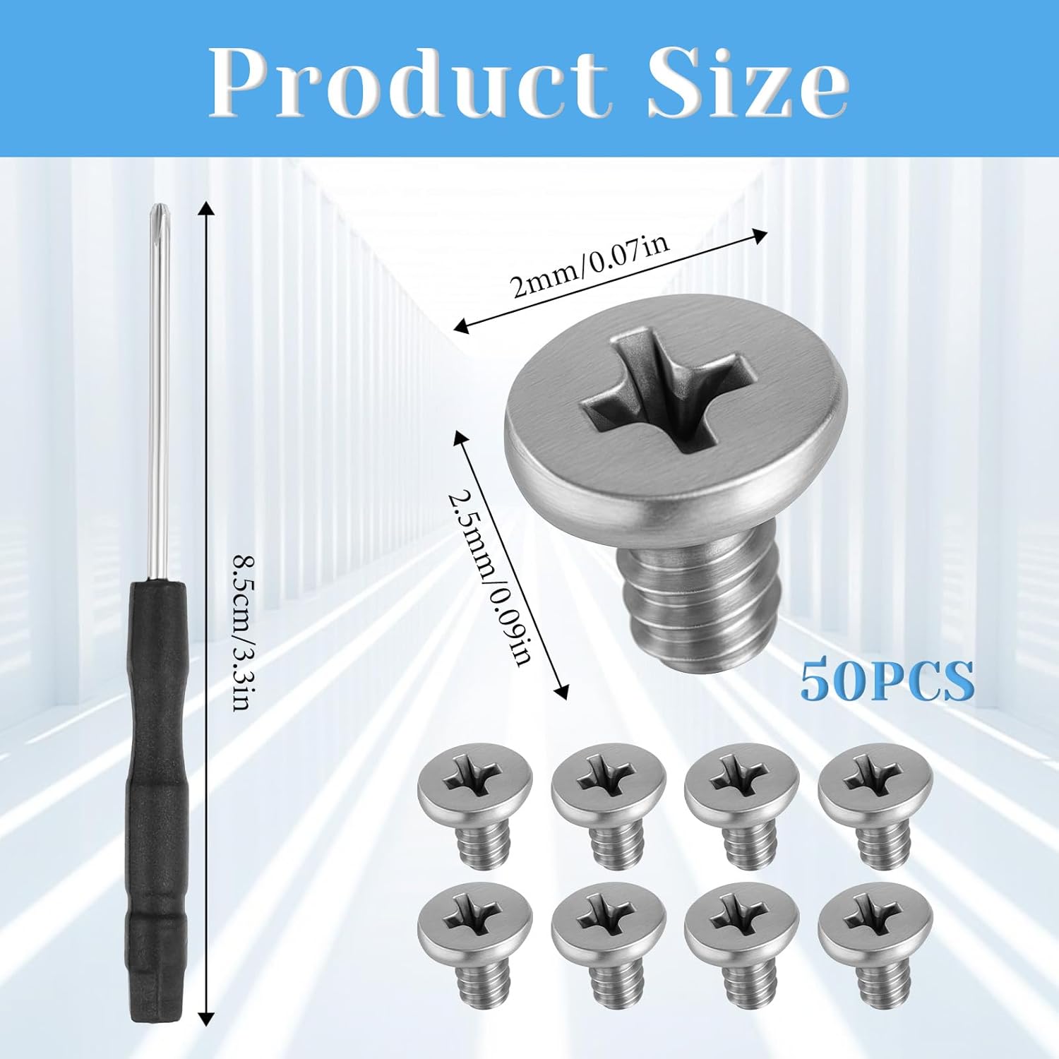 

50 PCS M.2 SSD Mounting Screws Kit, Pcie Nvme M2 X 3 MM Replacement Phillips Flat Head Screw M.2 SSD Mountings Screws with Screwdriver, M2Screw for