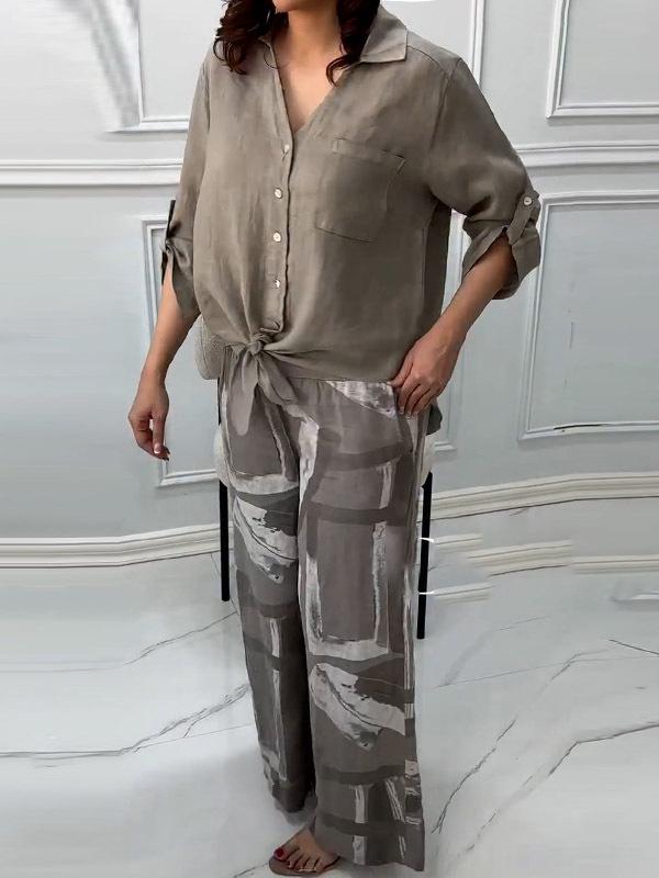 2025 Lato Plus Size Bawełniano-Lniany Kardigan i Luźne Spodnie z Wysokim Stanem Zestaw