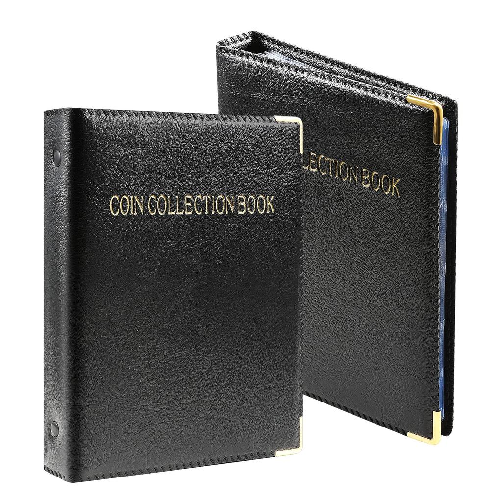 PAKESI Coin Album, Coin File, Large Capacity, Holds 480 Coins, Pocket Size 3*3CM, for Coin Collecting, Antique Coins, Currency, Coin Collection File,