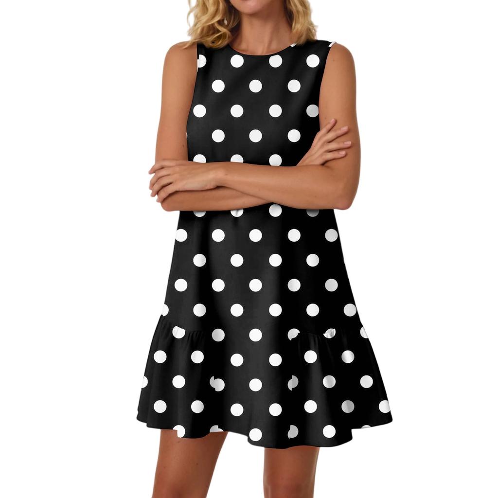 Women's Casual Fashion Breathable Round Neck Vest Floral Holiday Dress With Pockets