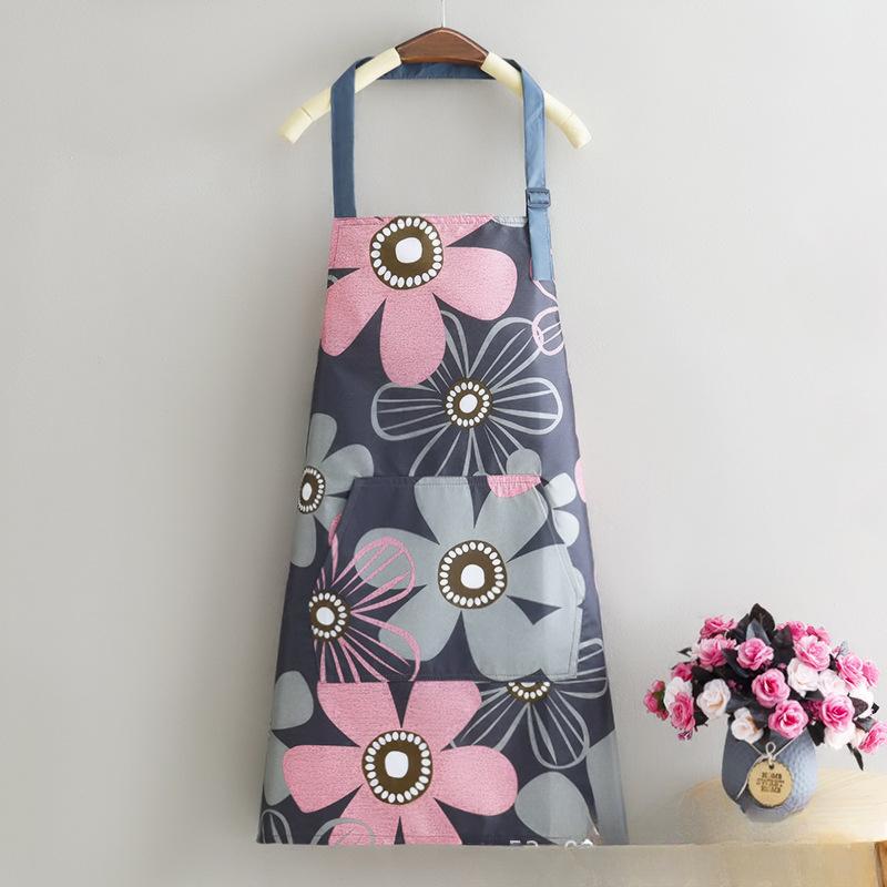 

1 шт. Регулируемый фартук с цветочным и сердечным принтом - Легко чистящийся ПВХ материал, Большой передний карман, Стильный кухонный аксессуар для готовки и садоводства темно серый