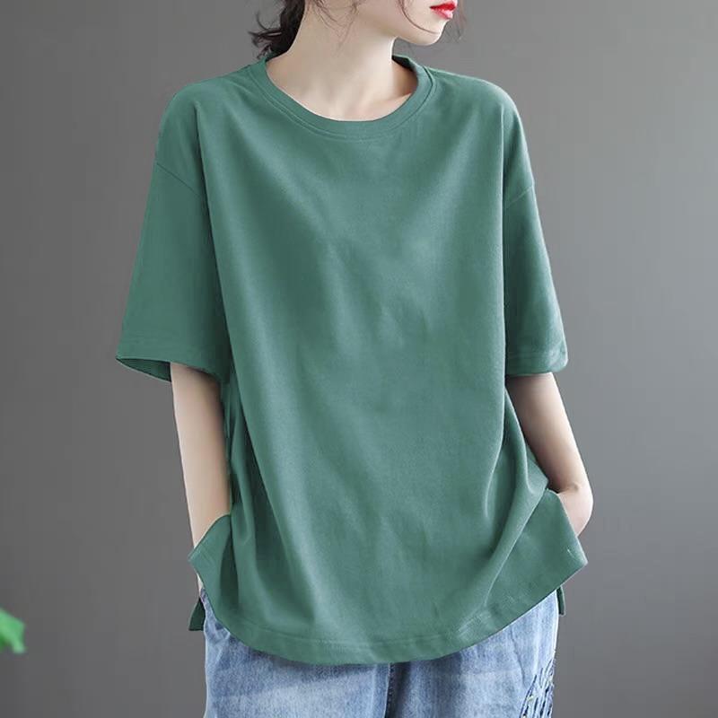 Women S Loose Short Sleeve Summer Casual Plus Size T Shirt M серый