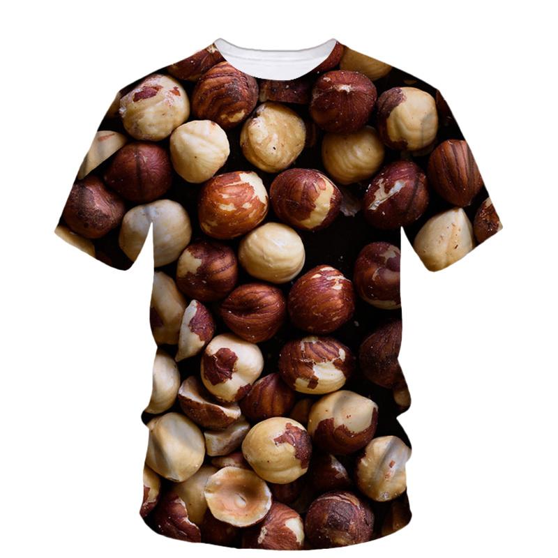 3d Printed Nuts Walnuts T Shirt For Men Summer Personality Food Dried Fruit Pattern