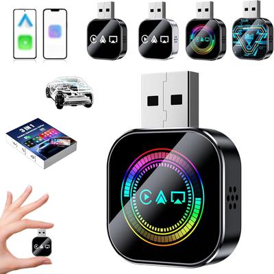 3in1 Screen Mirror Adapter, Upgrade Screen Mirror IOS Phone, Wired To Wireless Adapter, With 2.4/5 Ghz WiFi&Bluetooth 5.0, Plug And Play,