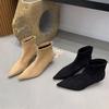 French pointed short boots women's 2025 summer and autumn new stiletto suede thin bare boots Internet celebrity elastic socks Martin boots