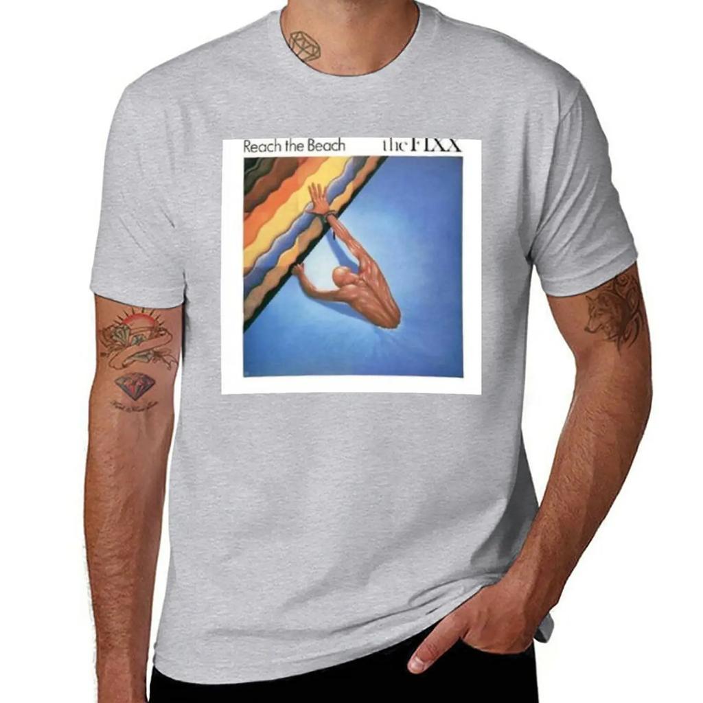 The Fixx's Reach The Beach Album (Multicolored) T-Shirt sweat Short sleeve tee oversized vintage t shirts