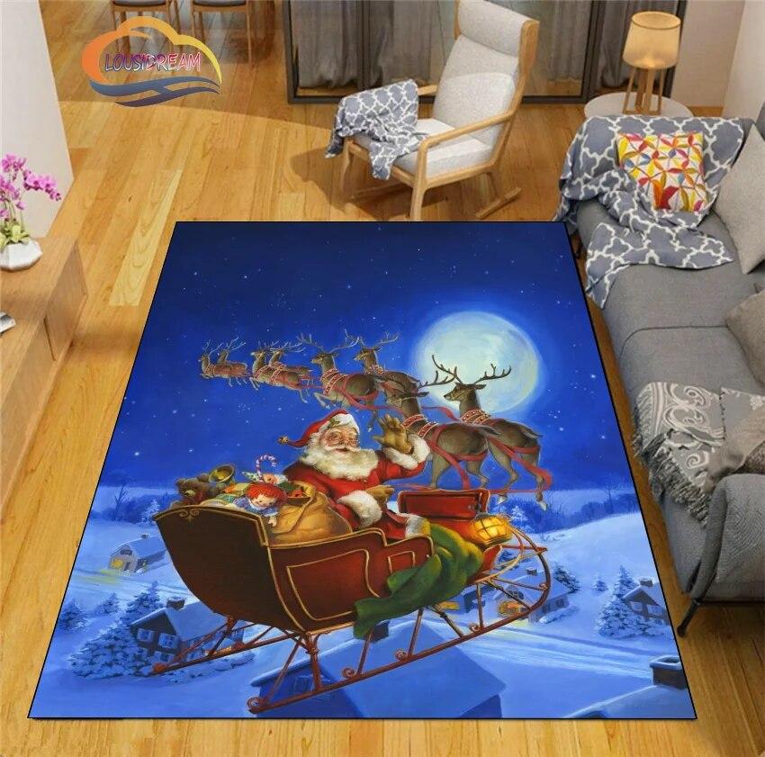 3D Printed Christmas Floor Mats Carpet  Santa  Fashion Bedroom Mat Living Room Office Children  Home Decor
