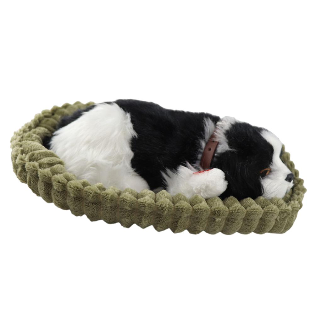 Realistic Sleeping Plush Breathing Dog Toy with Mat Stuffed Animals Toy Interactive Pet Toy Puppy Dolls for Kids Adults