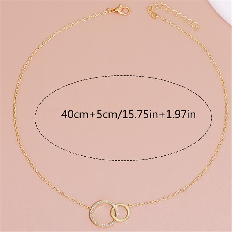 Sturdy Brass Women's Necklace Fashion Thin Chain Minimalist Dainty Double Round Pendant Jewelry Statement Pieces