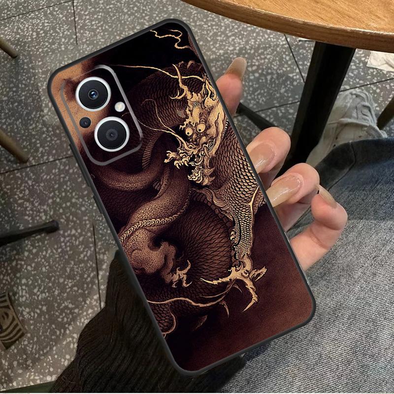 Chinese Style Crane Dragon For OPPO Reno 10 11 12 13 14 Pro 7 8 Lite 8T 11F 12F 13F 14F OPPO Find X8 X9 X5 X6 Pro Case