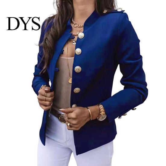 Business-Jacke Damen Anzugmantel Stehkragen Langarm Einreiher Büro Oberbekleidung Unifarben Schmal Geschnitten