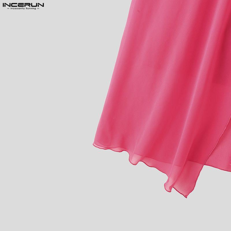 INCERUN Herren Elastischer Bund Doppellagig Patchwork Lässig Maxi Weitbein Hose