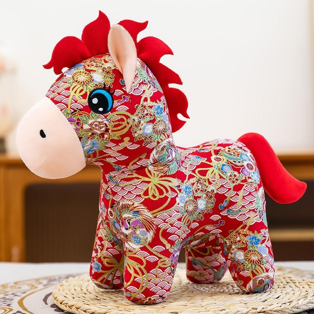 

Cozy Embroidery Standing Foal Plush Doll Lifelike Animal Horse Stuffed Toy DIY Decor Style 4