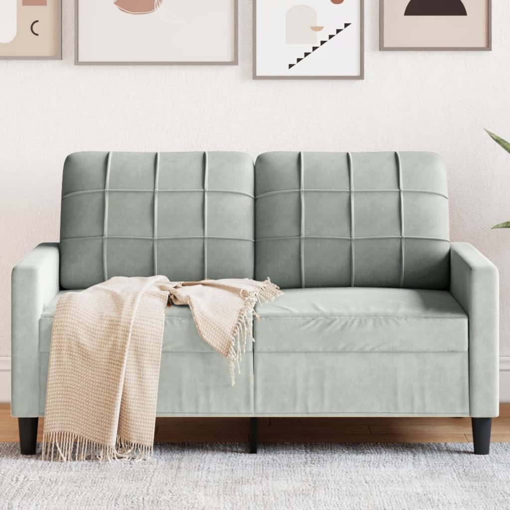 2 Seater Sofa Light Grey 120 cm Velvet