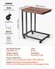 C Table, C Shaped Sofa Side Table with Metal Frame Rolling Casters, Portable C Shaped End Stand for Living Room Bedroom Office, 19.69 x 13.78 x 23.82