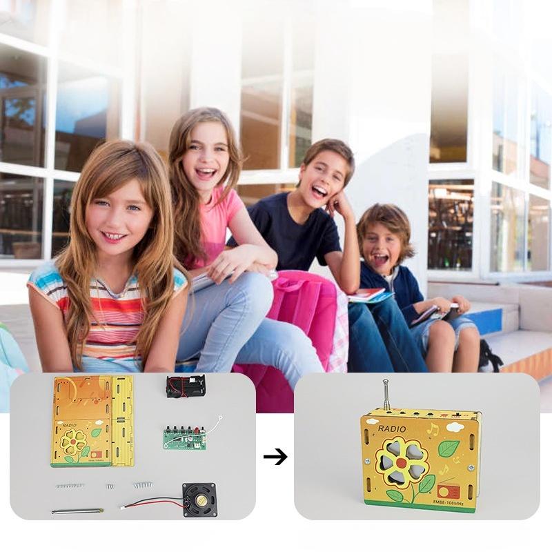 Portable Diy Wireless Fm Radio Model Scientific Experiment Handmade Material Package Children'S Small Gifts Desktop Ornament