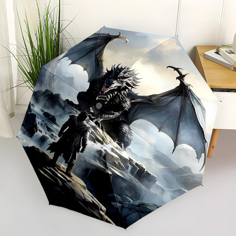 

Dragon, Fantasy Themed Automatic Opening and Closing Umbrella, Compact Travel Umbrella, Lightweight and Portable, Suitable for Beach Commuti