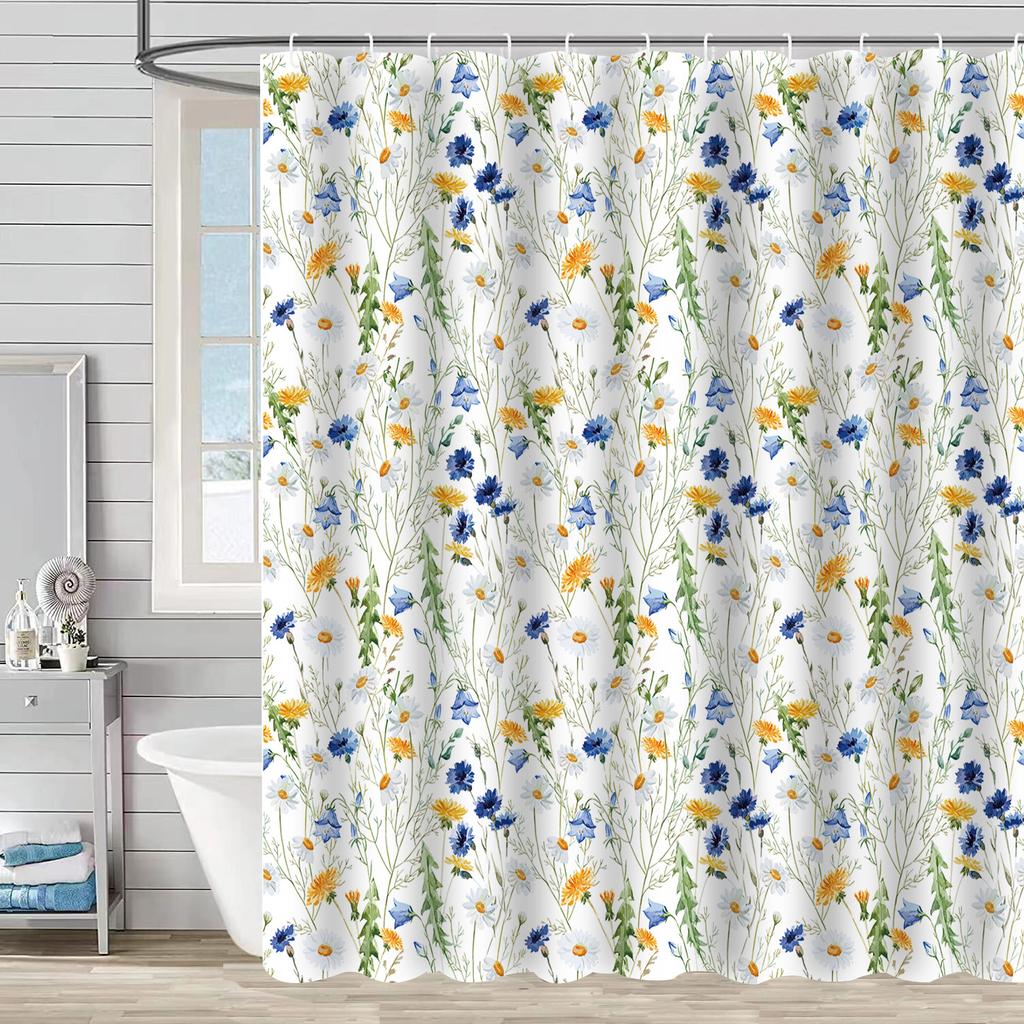 Shower Curtain Waterproof And Mildew-Proof 3D Digital Printing Plant Printing Shower Curtain Child Bathroom Partition Curtain