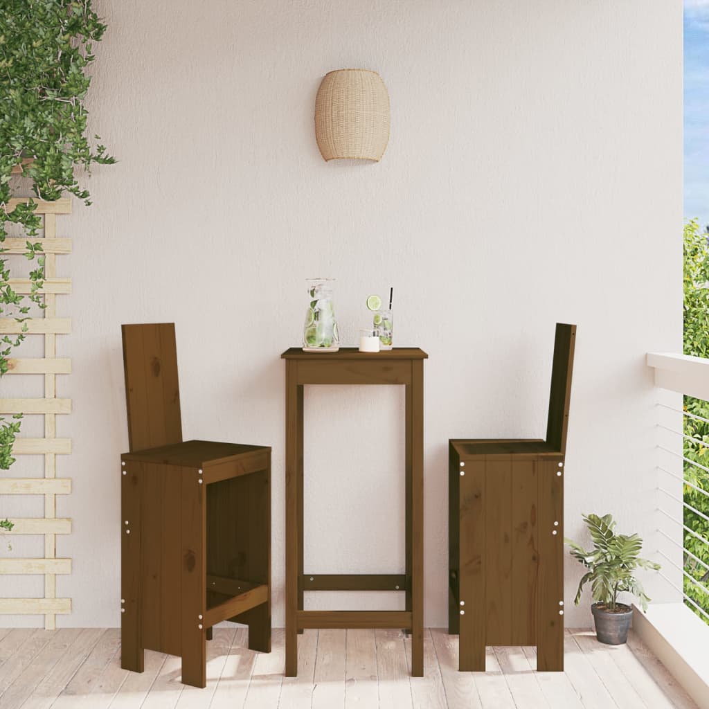 Bar Stool Set of 2 Honey Brown 40 x 42 x 120 cm Solid Pine Wood