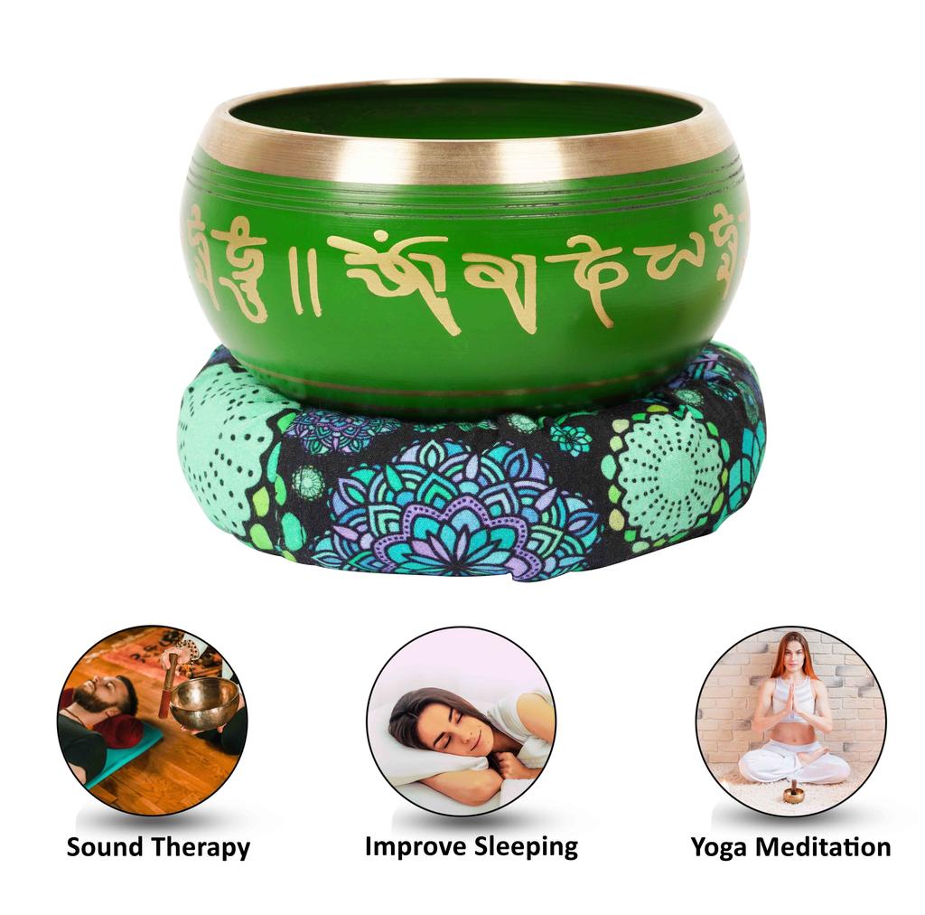 IBA Indianbeautifulart Tibetan Singing Bowl Musical Instrument For Meditation W Stick & Cushion