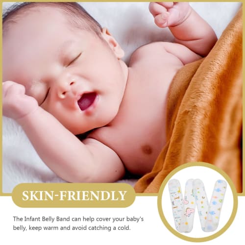 Healeved Baby Belly Bands, Newborn Belly Belts, Cooling Belly Support, Set of 4, Cotton, Adjustable Sizes, Cute Cartoon Design