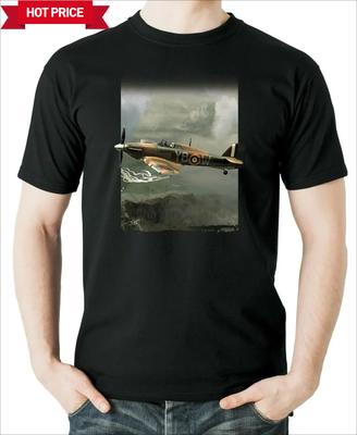 Royal Air Force Hurricane Jagdflugzeug Bedrucktes Luftfahrt T-Shirt 100% Baumwolle Rundhals Sommer Kurzarm Lässiges Herren T-Shirt Größe S3XL