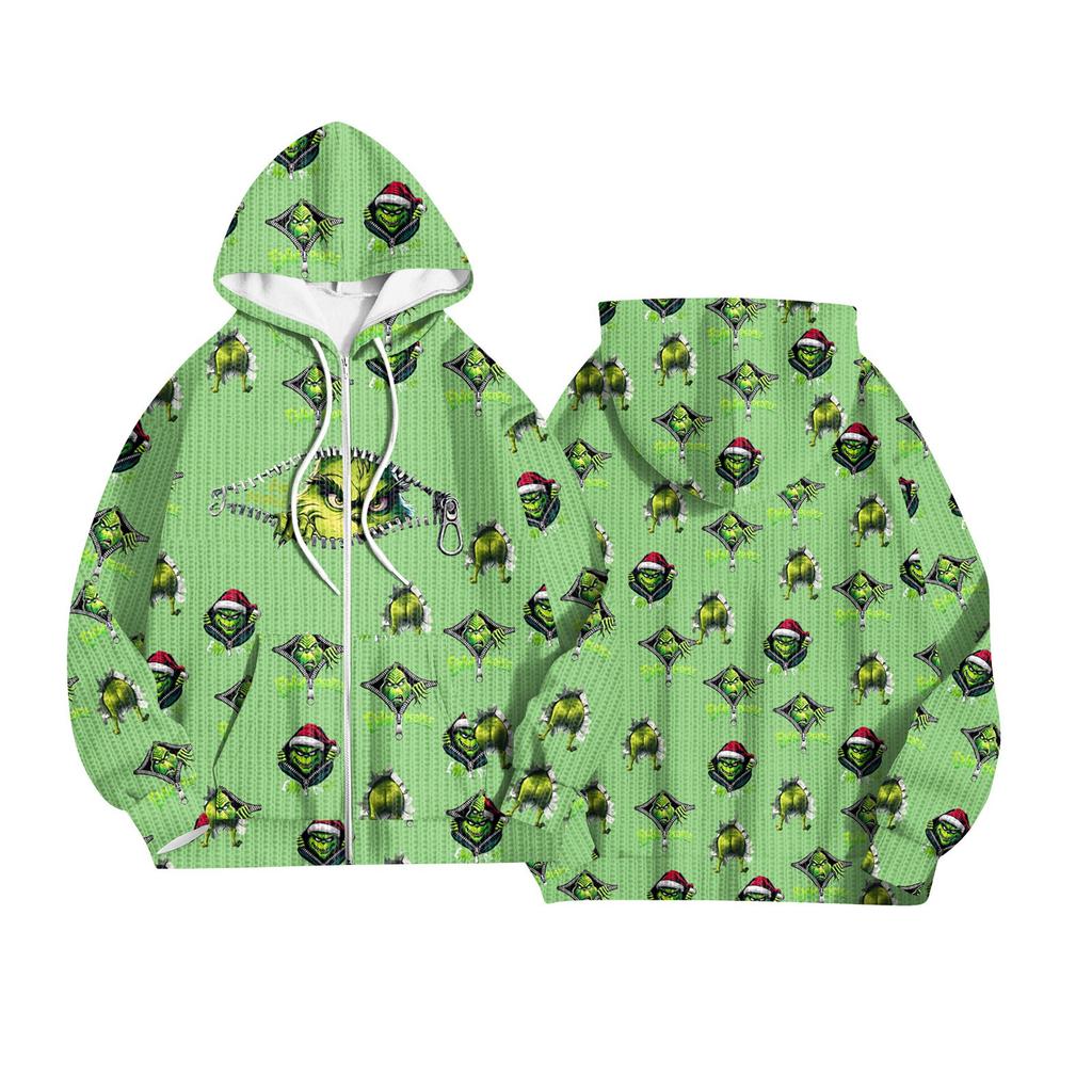 Damejakke Mote Casual Trykket Langermet Hettegenser Cardigan Sweatshirts