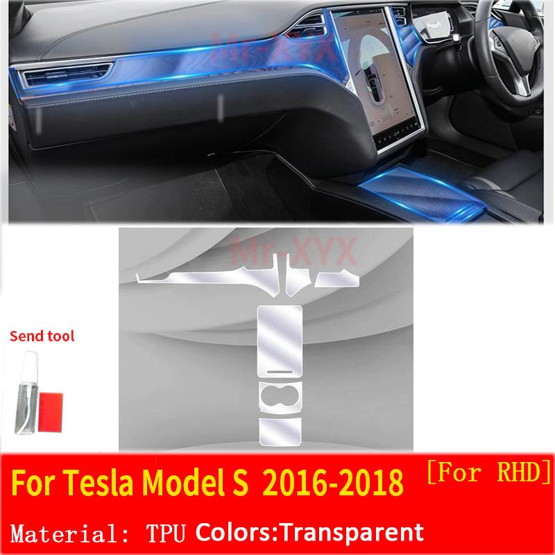 For Tesla MODEL 3 Y X S 16-22 Car Interior Center Console Transparent TPU Protective Film Anti-scratch Repair Accessories