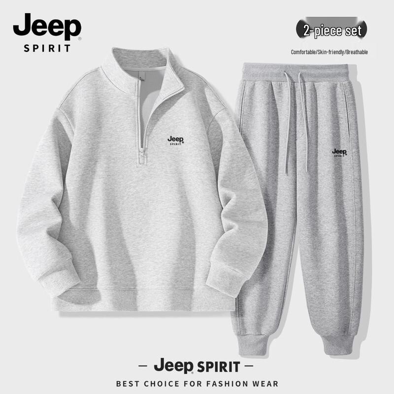 JEEP SPIRIT Men's Half-Zip Sweatshirt & Joggers Set