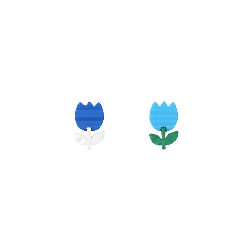 Autumn Blue Flower Earrings - 2024 High-End Trend, Elegant Niche Design Clip-On Studs for Women